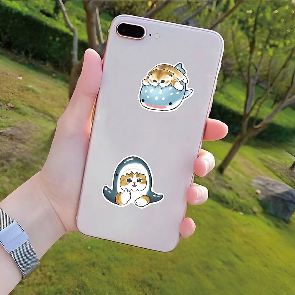 Cutesy™ Shark Hooded Fun Cat Stickers