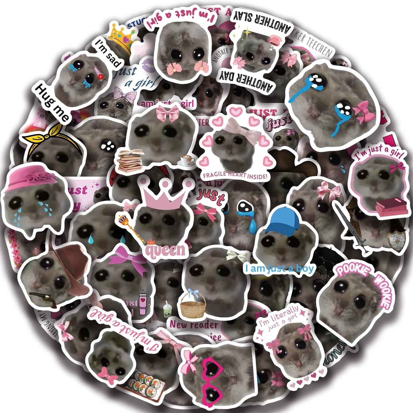 Cutesy™ 56pcs Sad Hamster Meme Stickers