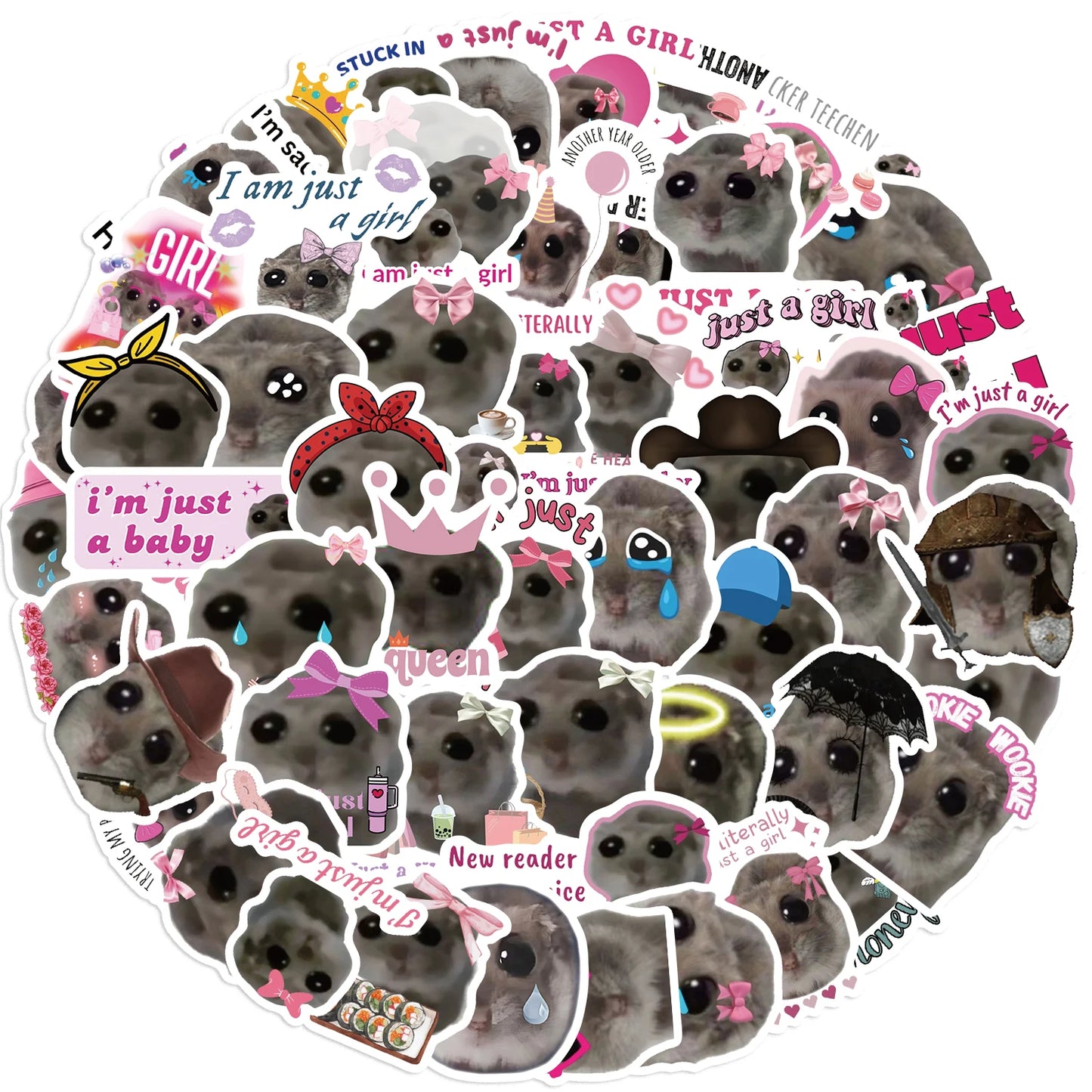 Cutesy™ 56pcs Sad Hamster Meme Stickers