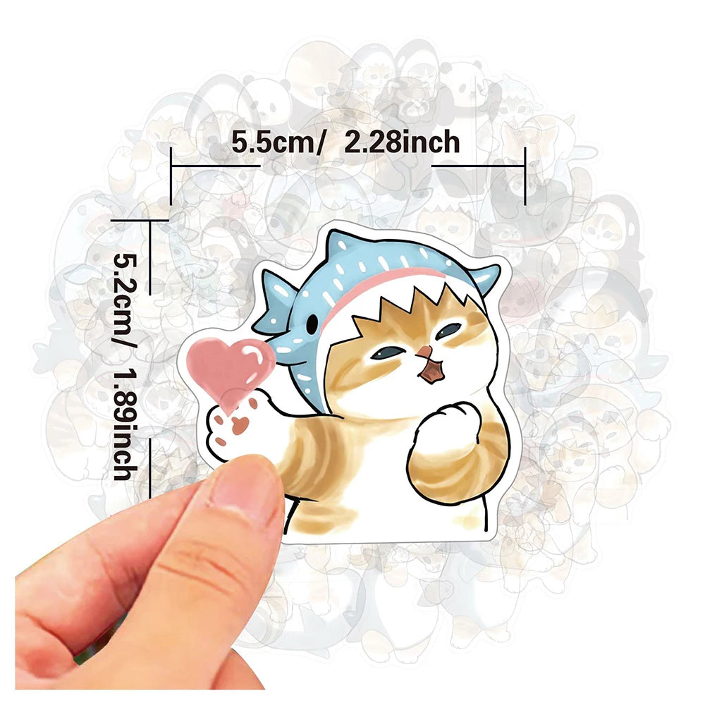 Cutesy™ Shark Hooded Fun Cat Stickers